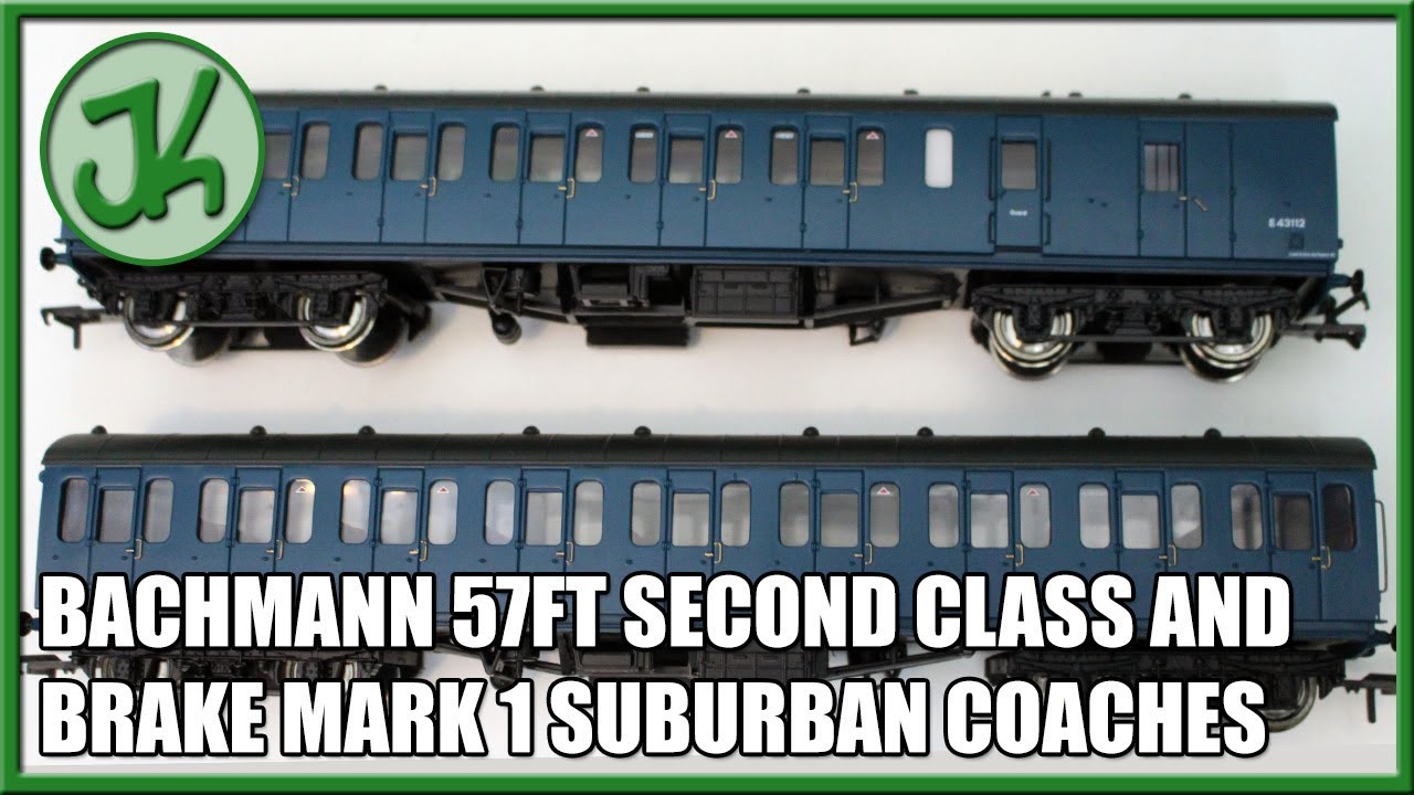 Bachmann 57ft Second Class and Brake Mark 1 Suburban Coaches in BR Blue - 34-607 and 34-629 - Unboxi