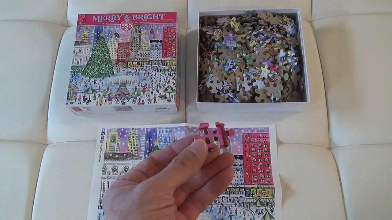 CEACO MERRY AND BRIGHT CHRISTMAS IN THE PARK 550 PIECE JIGSAW PUZZLE UNBOXING AND CUSTOMER REVIEW