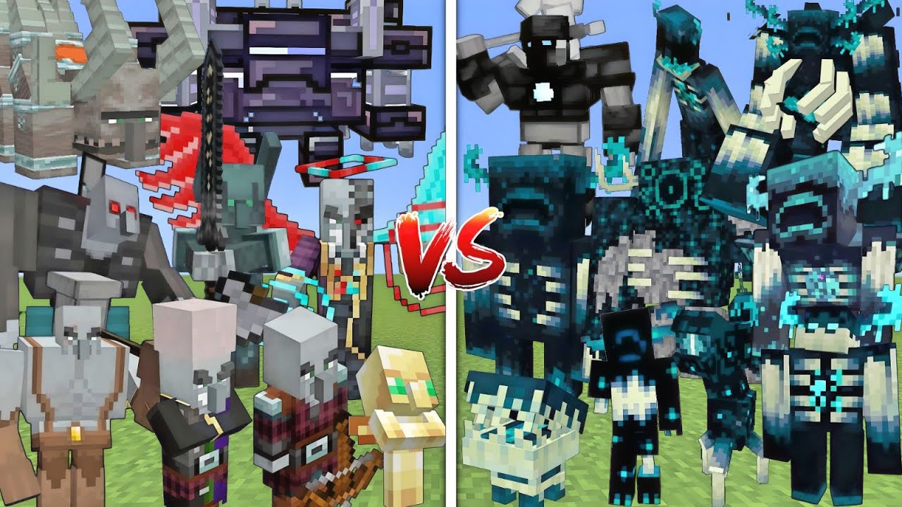 ALL MUTANT PILLAGERS VS ALL MUTANT WARDENS ALLIANCE MOBS BATTLE IN MINECRAFT