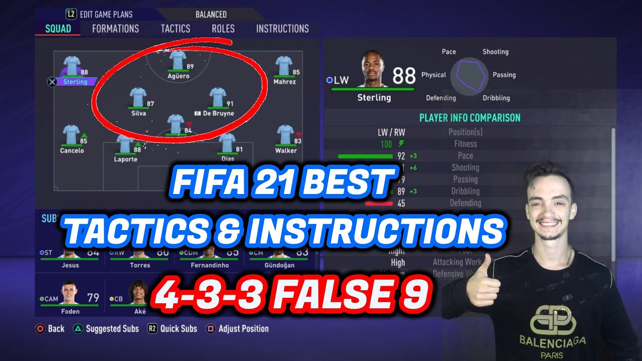 FIFA 21 TUTORIAL - BEST FORMATIONS 4-3-3  - BEST CUSTOM TACTICS & INSTRUCTIONS - HOW TO PLAY False 9
