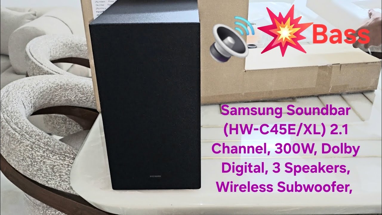 Samsung Soundbar (HW-C45E/XL) 2.1 Channel, 300W, Dolby Digital, 3 Speakers, Wireless Subwoofer,