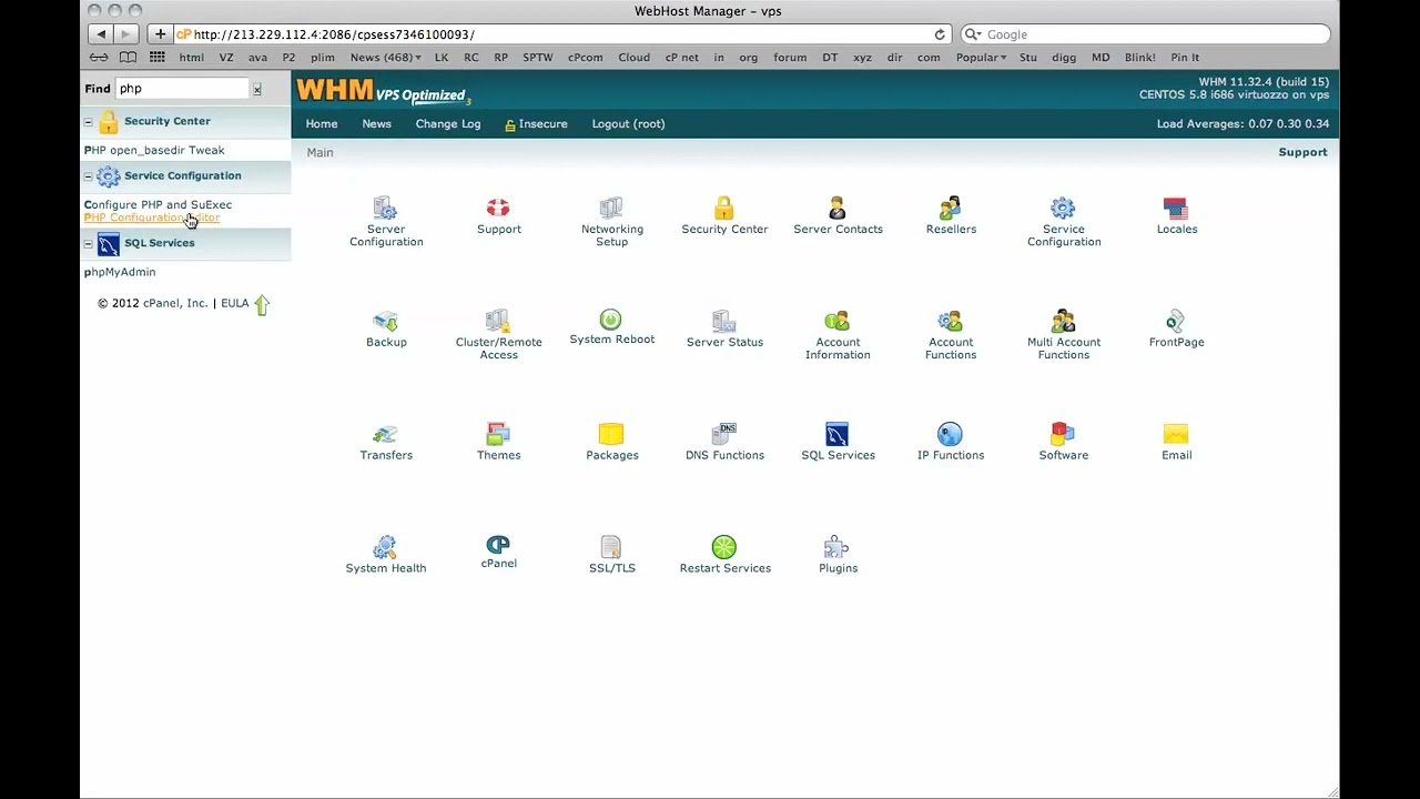 How to edit the php ini file with WHM