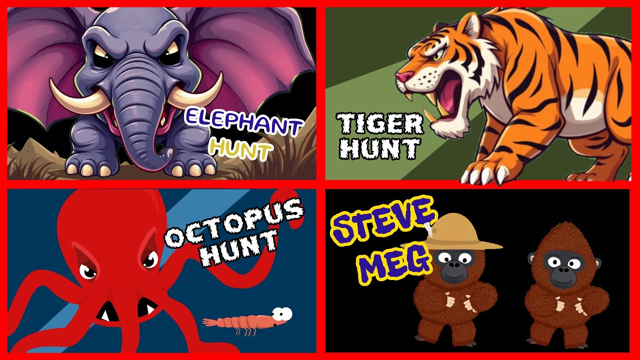 We're going on a TIGER HUNT | Bear hunt compilation of spooky stories | Videos for children!