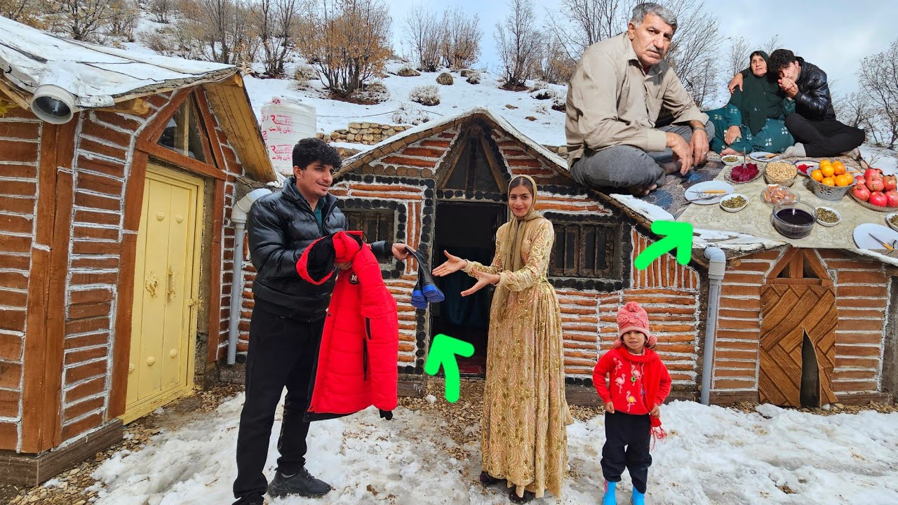 Празднование самой длинной зимней ночи ❄️ Кочевница-мать в заснеженном горном убежище