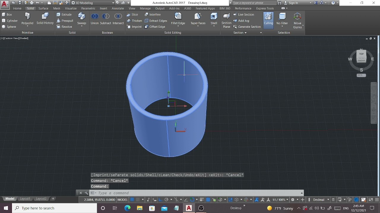 محاضرة تطبيقات left, union, shell  3d Autocad