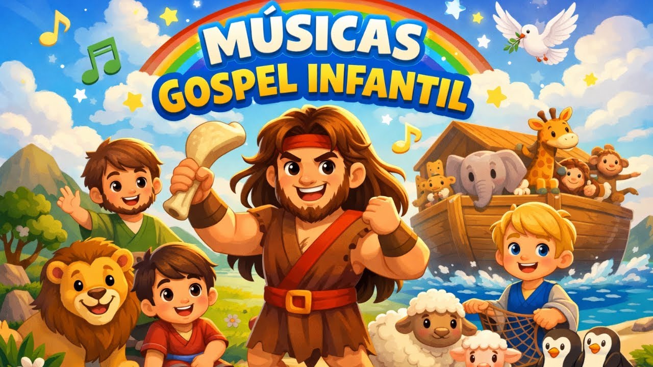 Músicas Gospel Infantil da Bíblia 🎶 | Sansão, a Arca de Noé e os Discípulos 🌈🦁