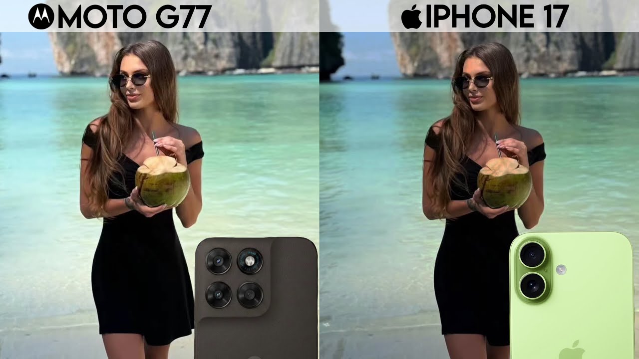 Por&oacute;wnanie test&oacute;w aparat&oacute;w w telefonie Motorola Moto G77 i iPhone 17