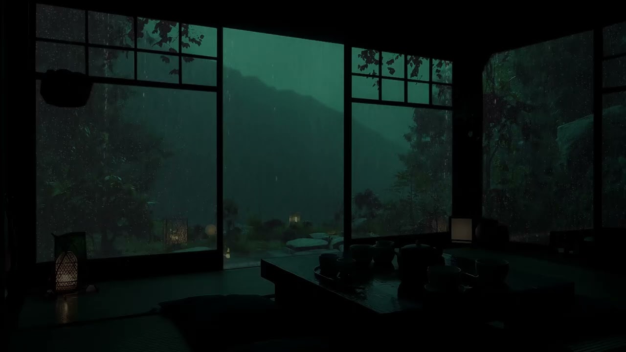 Gentle Night Rain at a Quiet Mountain Cabin 🌧 (No Ads) | Dark Bedroom Ambience for Deep Sleep