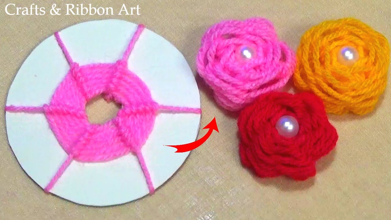 Amazing Woolen Flower Making Ideas - Hand Embroidery Easy Trick - Sewinng Hack