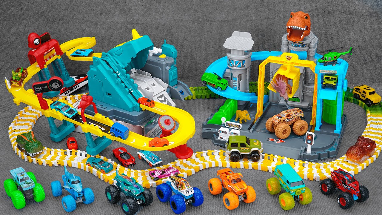 23 minutes of satisfying Dino Volcano Adventure and high-speed rail magnetic Track ASMR | Toy review