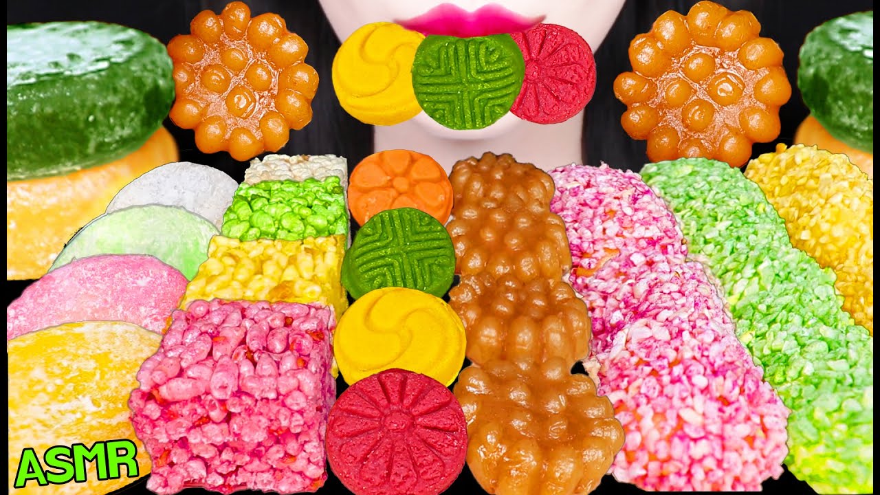 ASMR KOREAN SWEETS, TRADITIONAL DESSERTS, ICE CREAM RICE CAKES 한과, 약과, 다식, 찰떡 아이스크림 먹방 EATING SOUNDS
