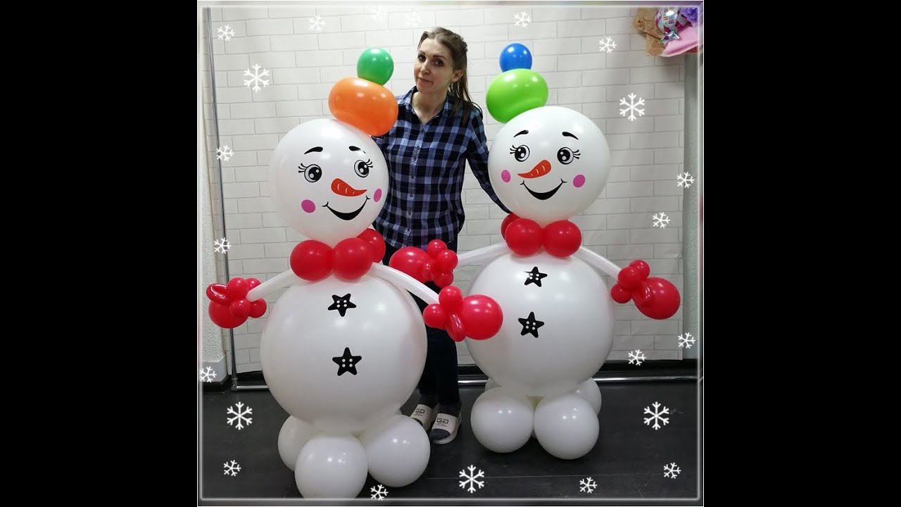 Большой снеговик из воздушных шаров Big snowman from balloons