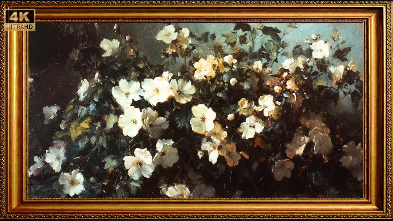 Dark Floral Ambience 🌙 Quiet Night Wall Art for a Calm Room (1 Hour)