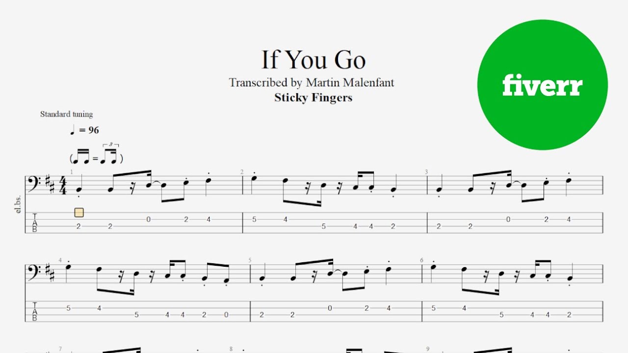 Sticky Fingers - If You Go (bass tab)