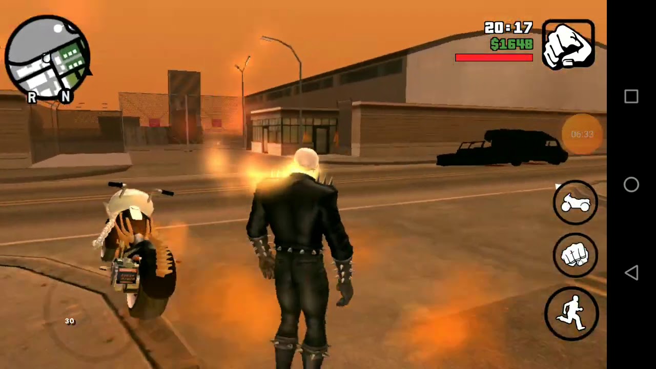 GTA SA Andreas com mod (motoqueiro fantasma, teleporte e pega qualquer coisa)