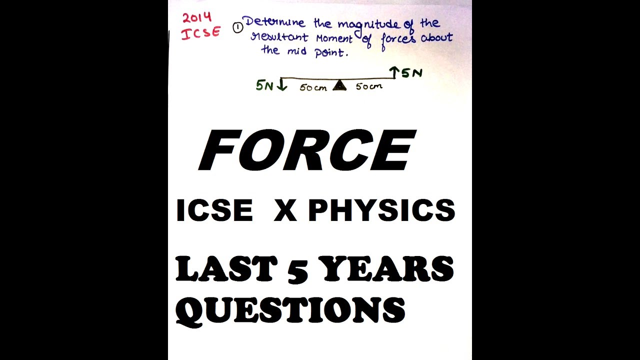 FORCE : ICSE X PHYSICS :PREVIOUS YEAR QUESTIONS : 100% IMPORTANT