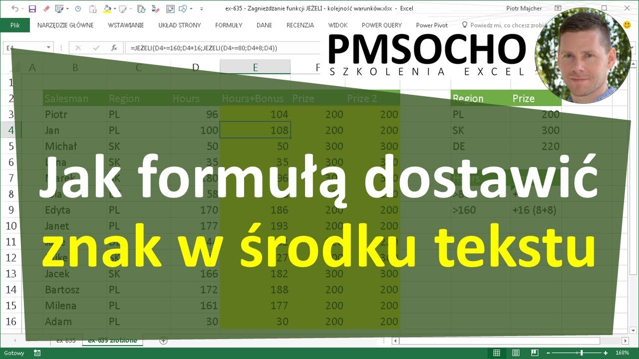 Excel - Jak formułą dostawić znak w środku tekstu [odc.788]