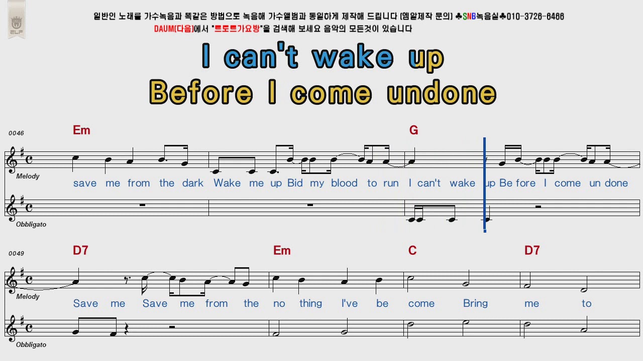 Evanescence   Bring Me To Life POP Song Score Karaoke