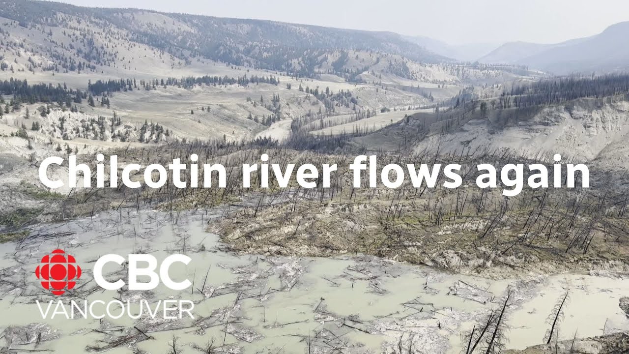 Water begins moving past landslide damming Chilcotin River
