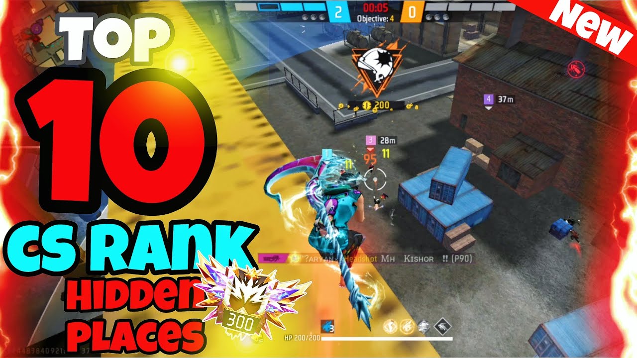 TOp 10 Hidden Places For CS Rank In Bermuda Map | secert places of the free fire 