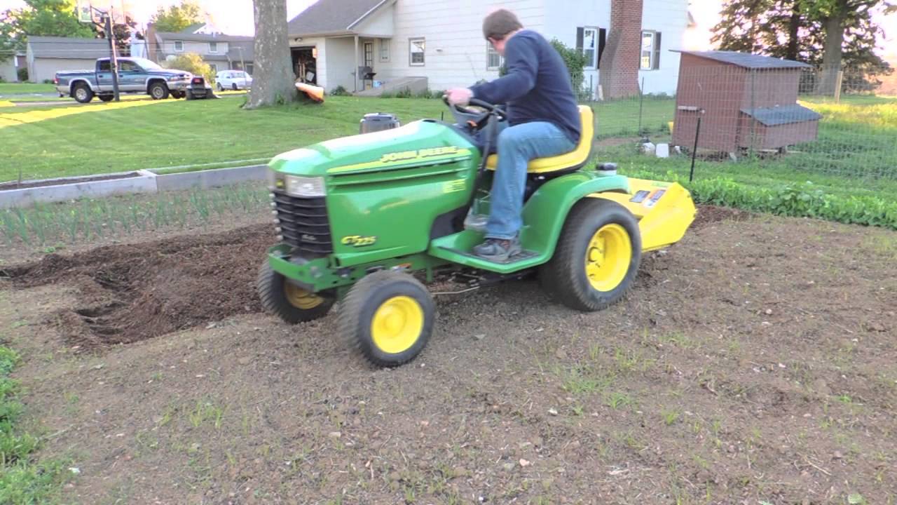 Tilling with a John Deere GT225