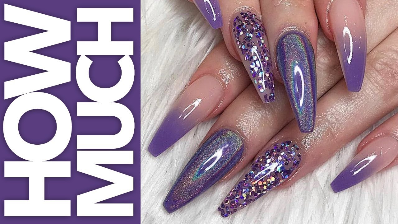 How Much - Holo Purple Ombre Glitter Nails