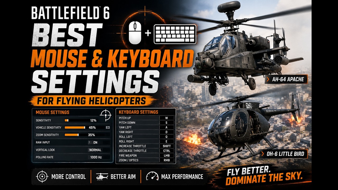BEST Mouse & Keyboard Settings for Helicopters in Battlefield 6 (BF6) | Apache & Little Bird Guide