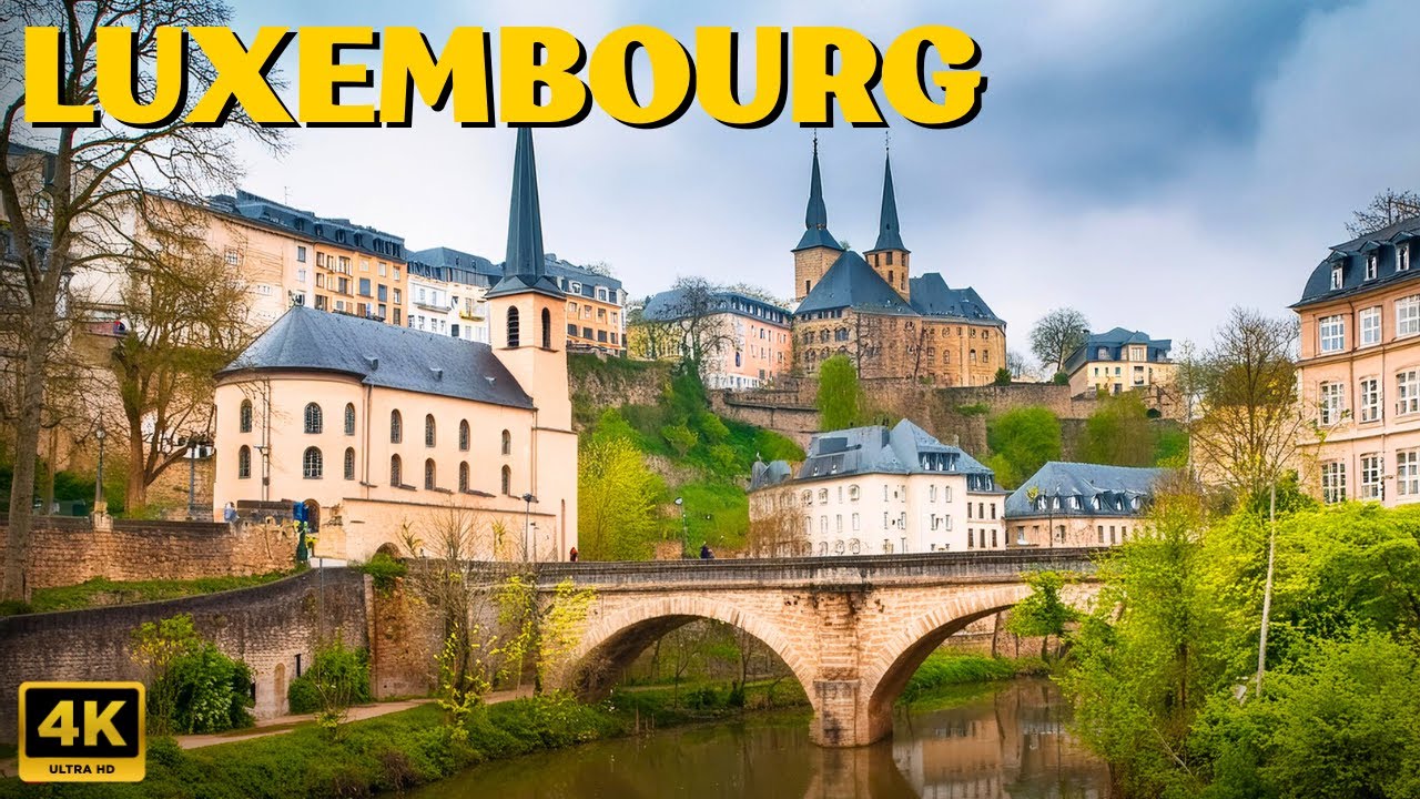 Luxembourg City in 4K 🇱🇺 Walking Tour on a rainy day