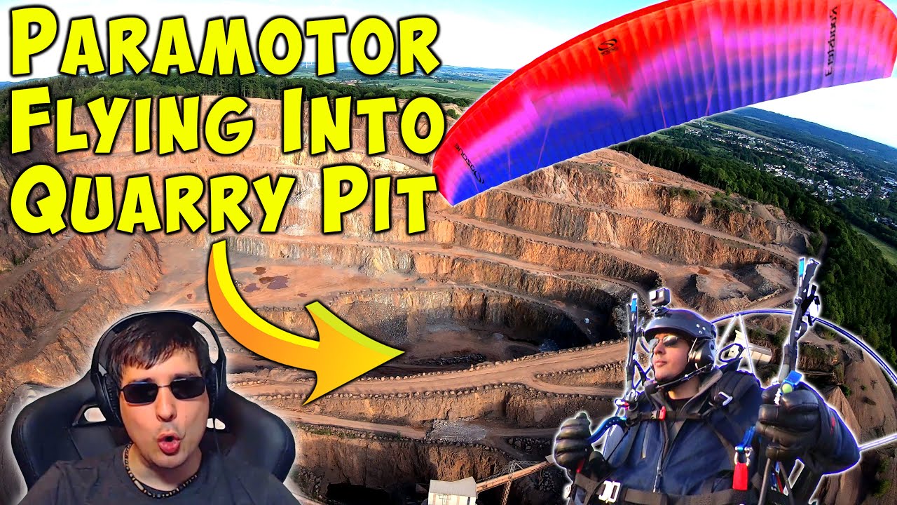 PARAMOTOR Flying Into QUARRY PIT - PPG - UHD 4K - Motorschirm Fliegen