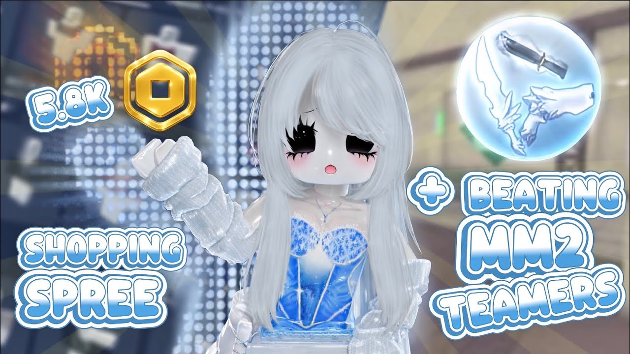 5.8k robux shopping spree + Destroying MM2 Teamers with snowy bundle! 🛍️❄️ #roblox#mm2 