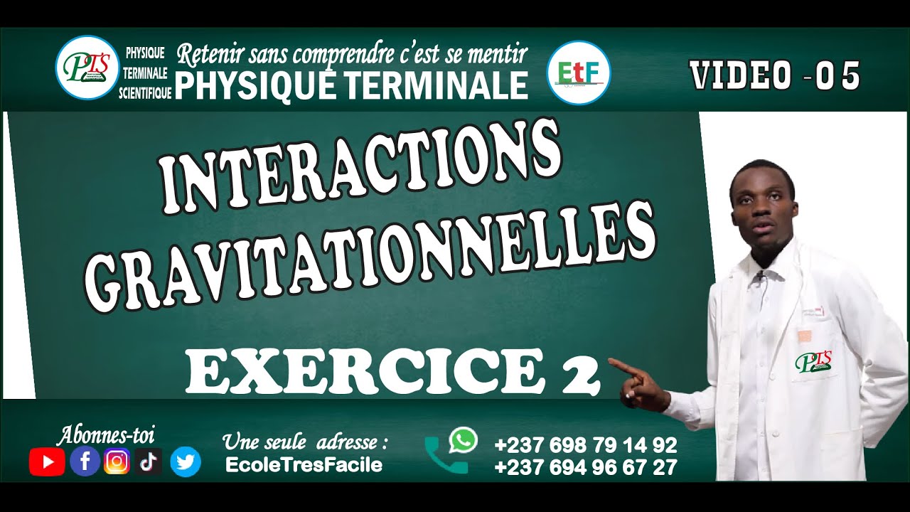 Physique terminale #5 : Chapitre 1: interactions gravitationnelles - solution Exercice 2