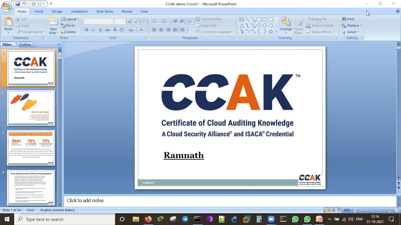 CCAK - Certificate of Cloud Auditing Knowledge