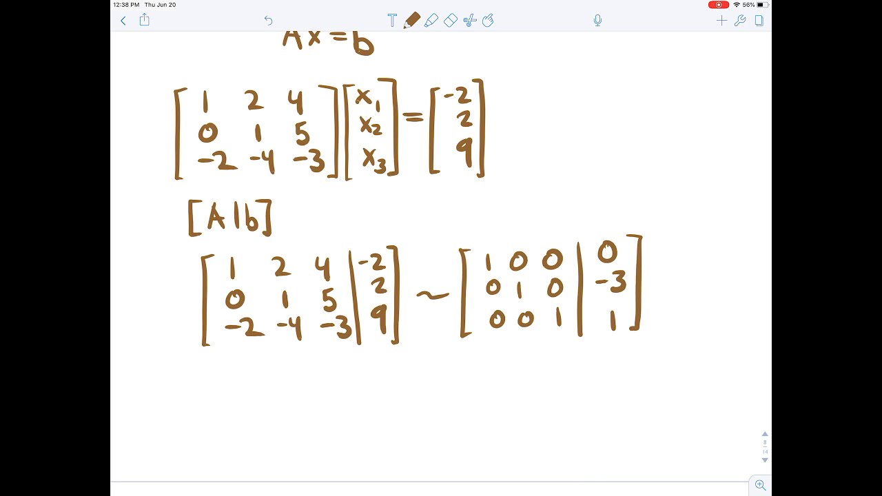 A quick video on solving the matrix equation Ax=b