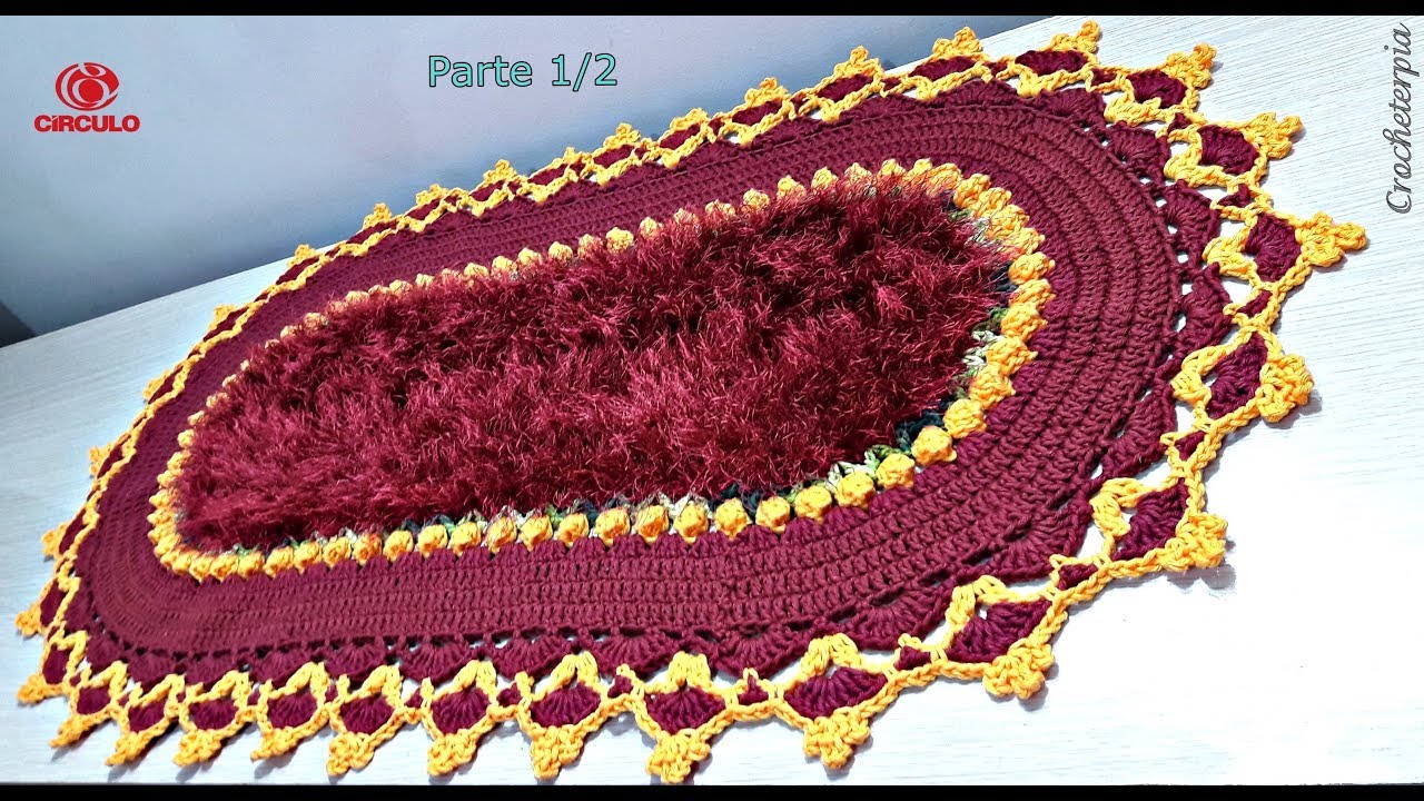 Tapete Oval de Crochê - Marsala Parte 1/2