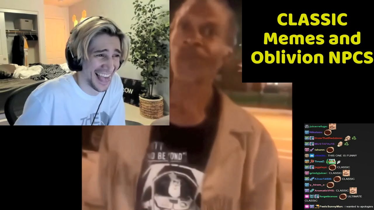 xQc реагирует на британские мемы и NPC из Oblivion