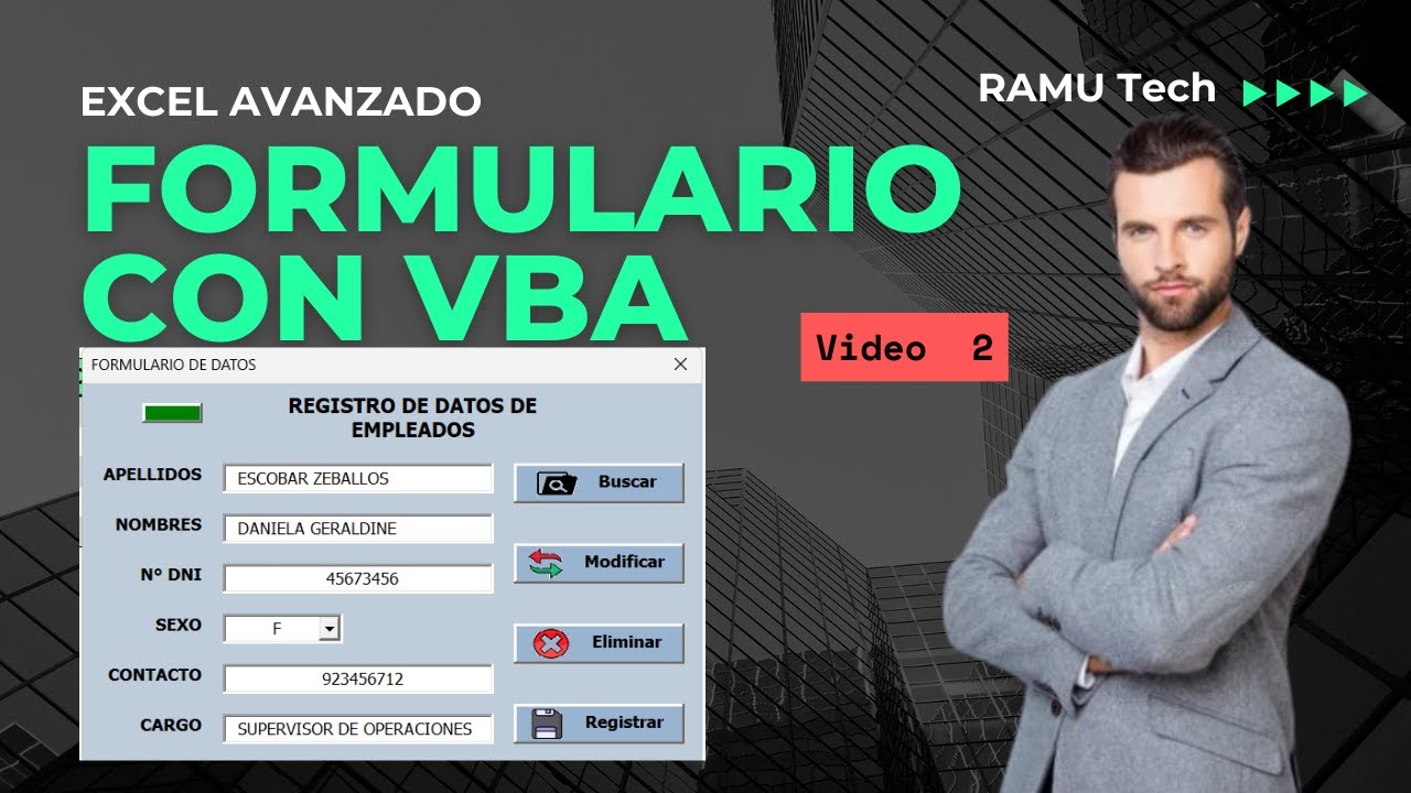 📊Formulario en Excel con VBA📝👉Registrar, Buscar, Eliminar, y Modificar DATOS☑️