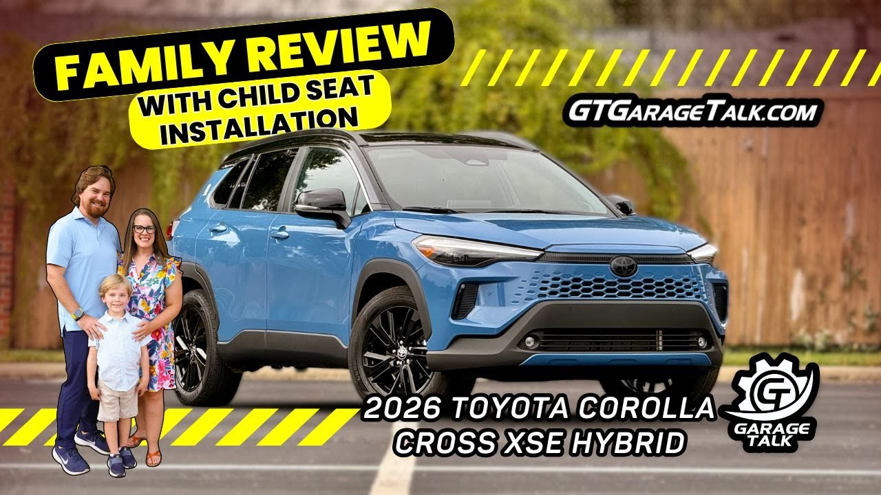 Обзор Toyota Corolla Cross XSE Hybrid AWD Family 2026 года с установкой детского кресла