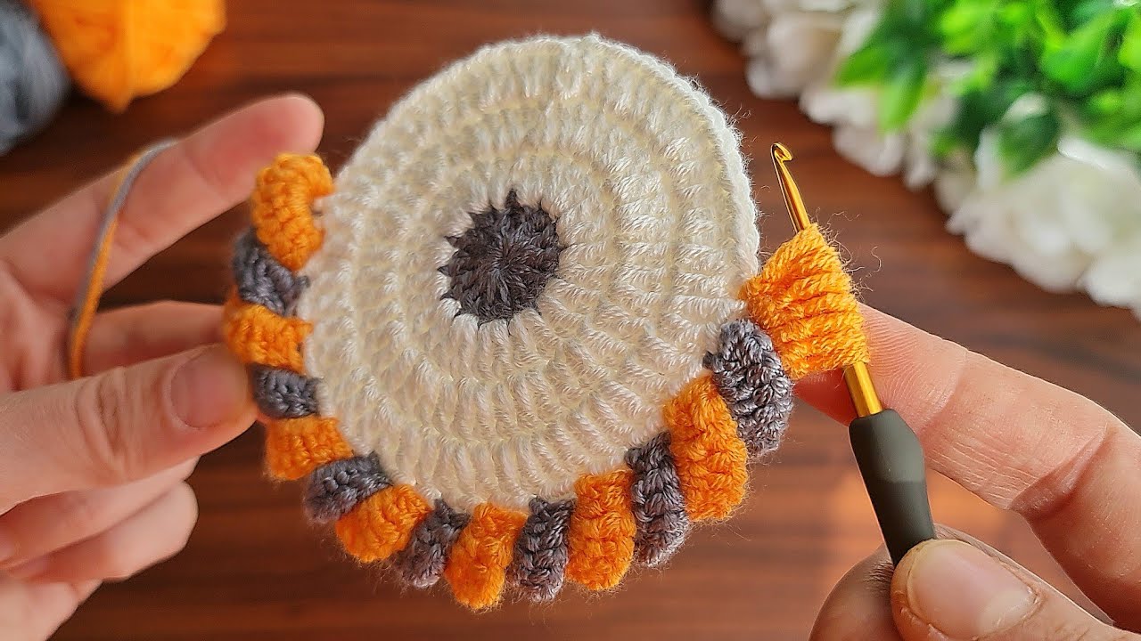 3D⚡💯 Super easy How to crochet a coaster supla 👌Çok Kolay Tığ İşi Supla Bardak Altlığı motif