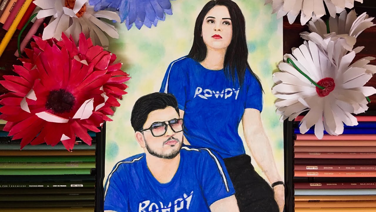 Jeeva & Aparna-Color pencil drawing|Jeeva Joseph|Aparna Thomas
