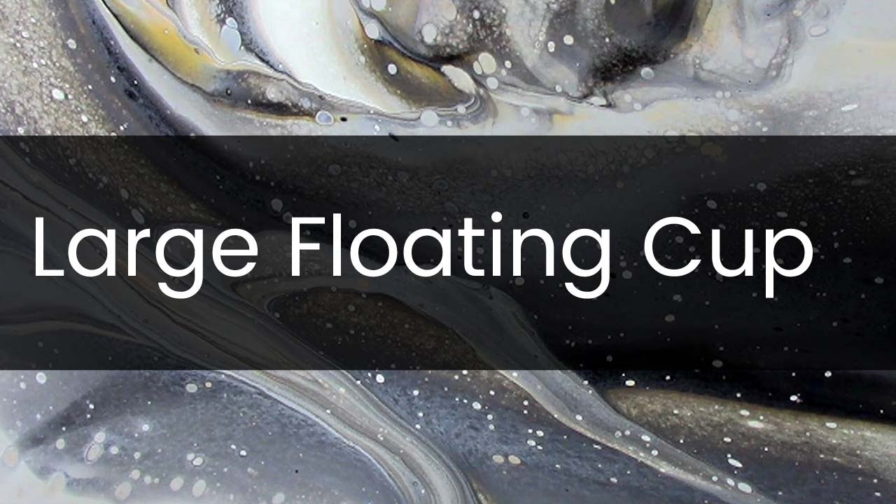 Black White Gold Abstract Painting - Floating Cup Acrylic pour