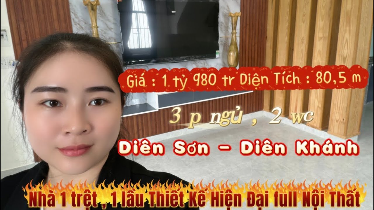 Nhà Diên Sơn - 1 trệt 1 Lầu . DT: 80,5 m full thổ full nội thất . Mặt Tiền Đường Nhựa