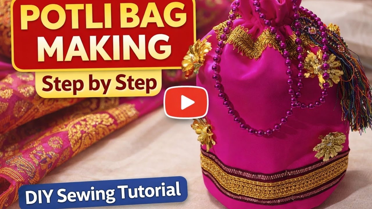 Potli Bag Making at Home Step by Step | DIY Sewing Tutorial#sewing #potlibagmaking #diypotlibag