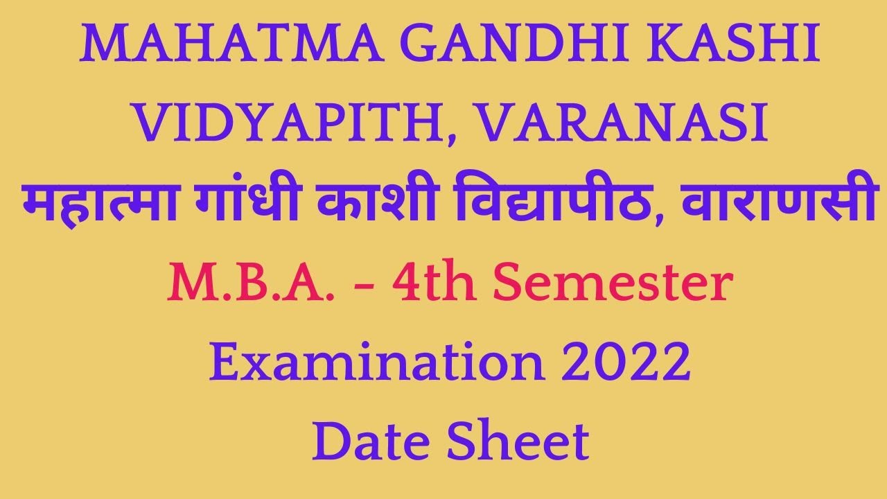 MBA 4th semester exam date sheet