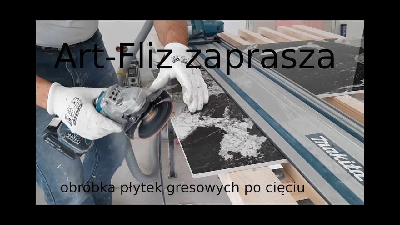Obróbka płytek gresowych po cięciu - szlifowanie padem polerskim. #bielfliz