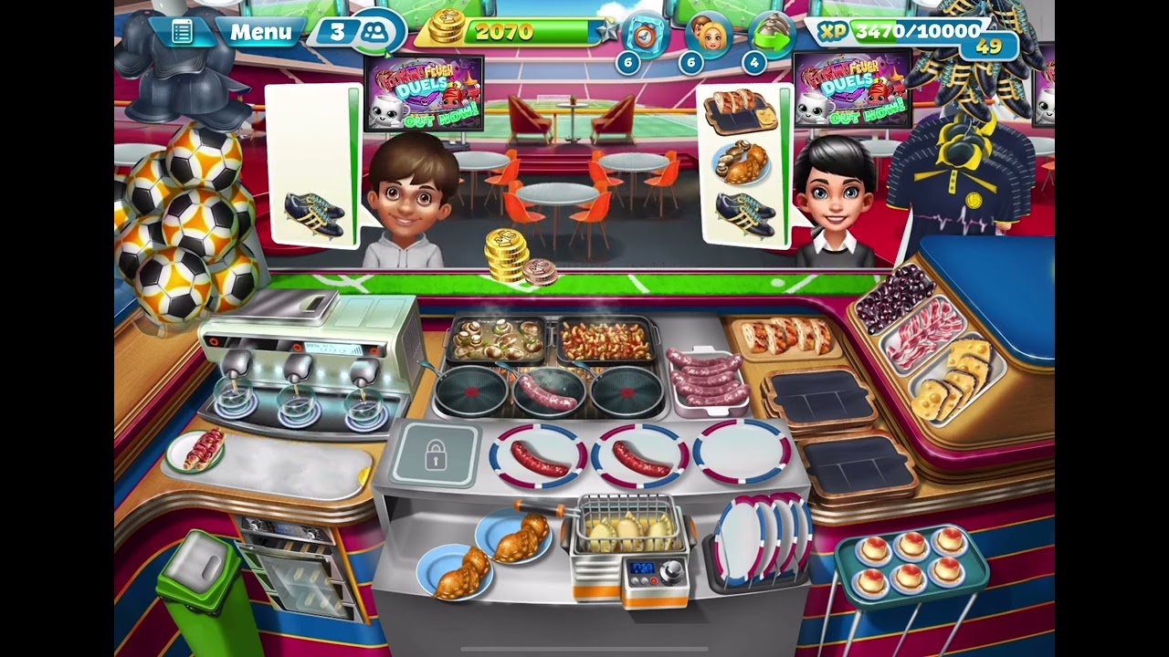 Cooking Fever Challenge Sports Bar ⚽️ Level 11 - 15 3 Stars All Levels ⭐️