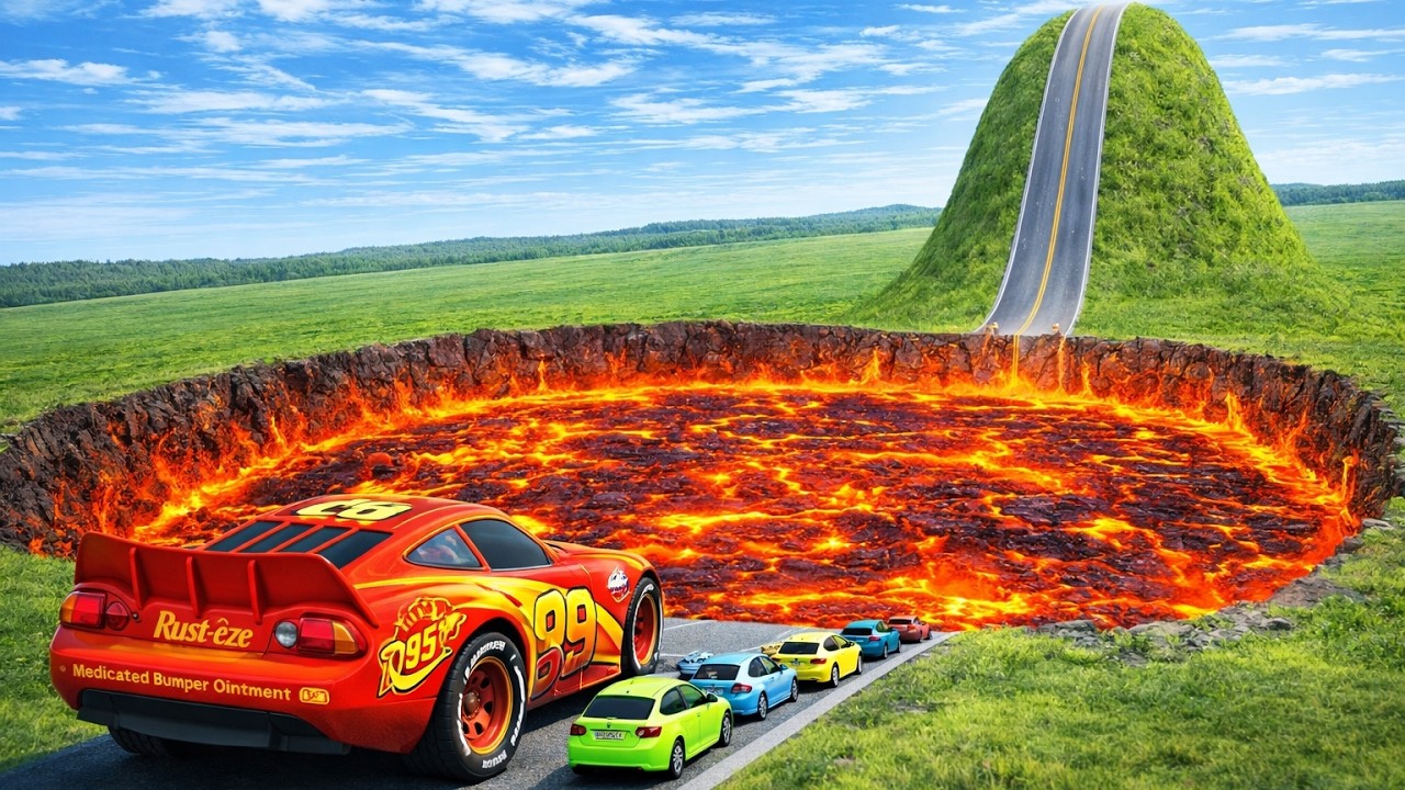 Small Cars to Giant McQueen vs Giant Pit and Giant Bulge - BeamNG.drive
