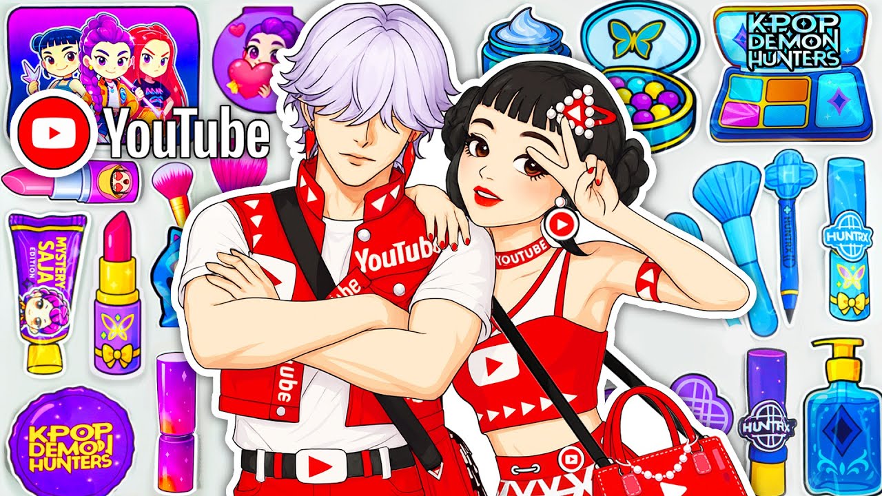 Paper Dolls DIY💖KPOP DEMON HUNTERS Zoey & Mystery Social Media Couple Fashion Makeup Blind Bag Unbox