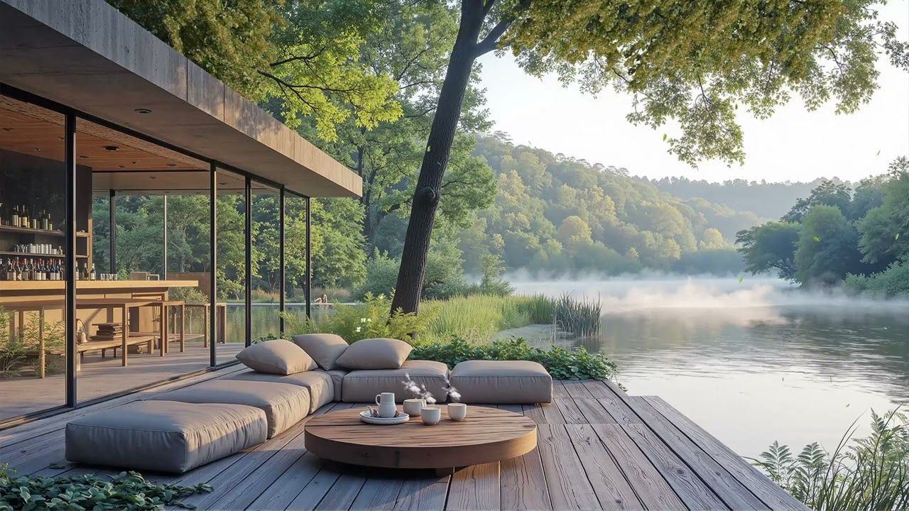 Smooth Jazz by the Lake ☕ Relaxing Evening Jazz Music for Stress Relief & Cozy Vibes