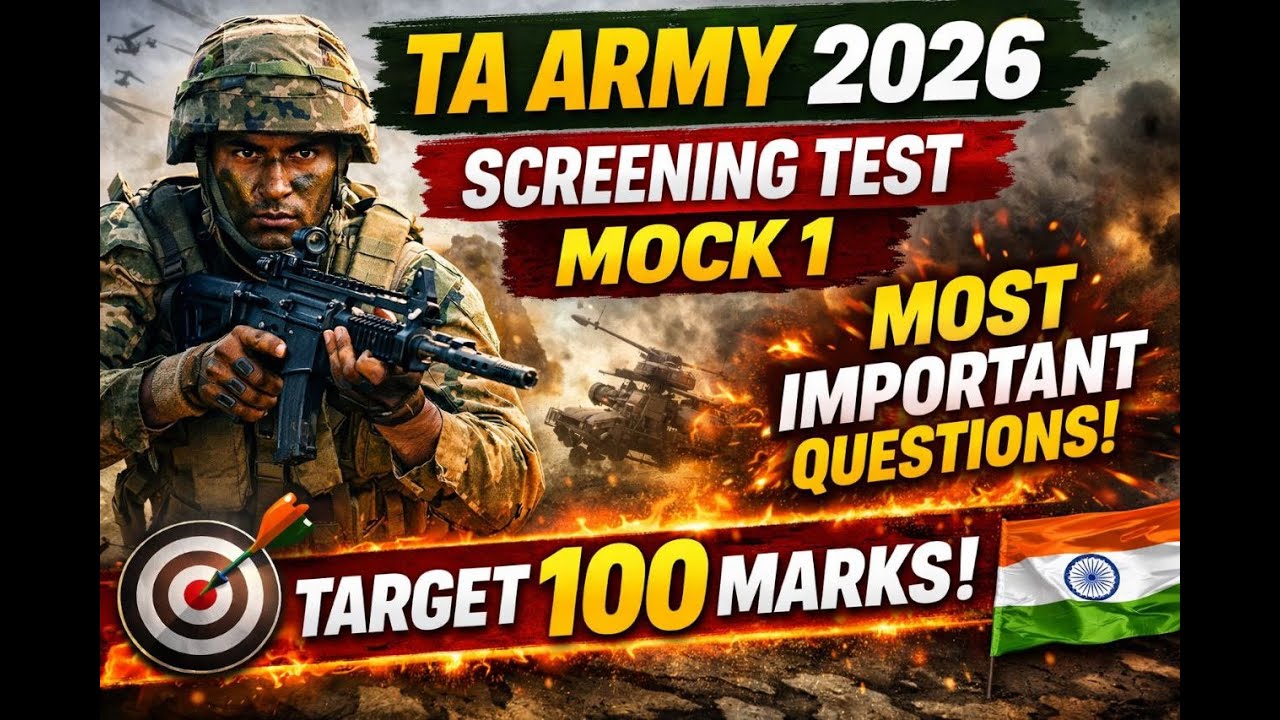 TA ARMY 2026 Screening Test || Mock Test 1 || Aptitude Test || PPT Test || Self description Test ||