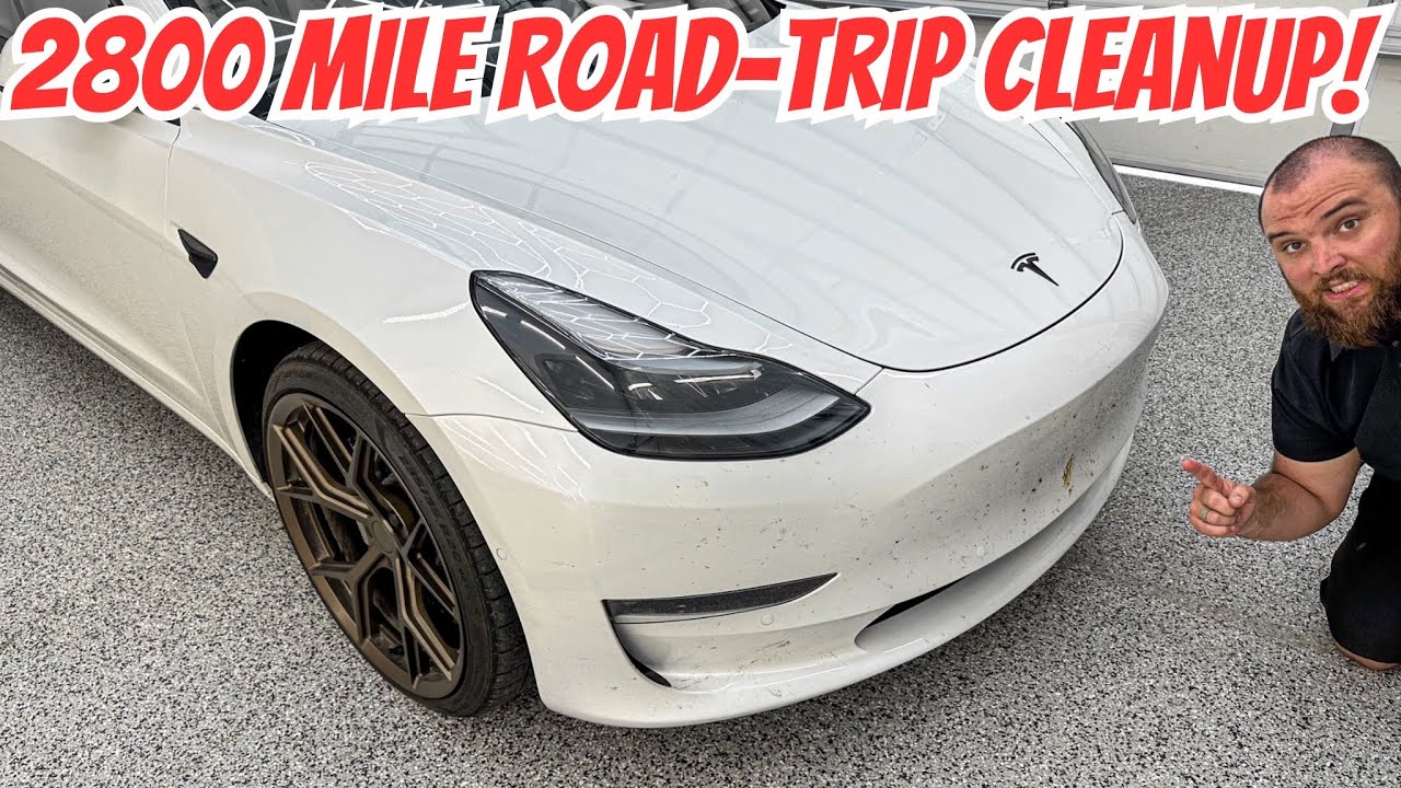 Deep Clean Of My Tesla Model 3 After A 2800 Mile Road Trip!